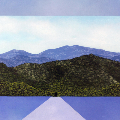 'Montaña Azul' (2016) - Pintura de Paisaje de Montaña al Óleo y Acrílico de Costa Rica