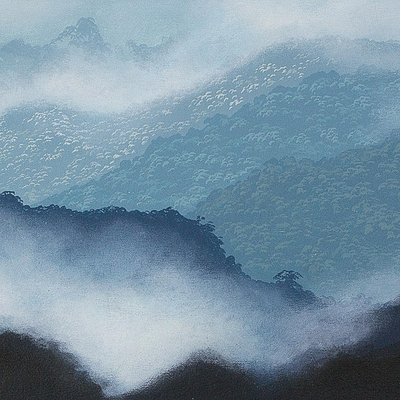 'Cold, Cold' (2016) - Costa Rican Geometric Themed Mountain Landscape Painting