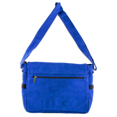 Faux Suede Messenger Bag in Sapphire from Costa Rica - Traveling the ...