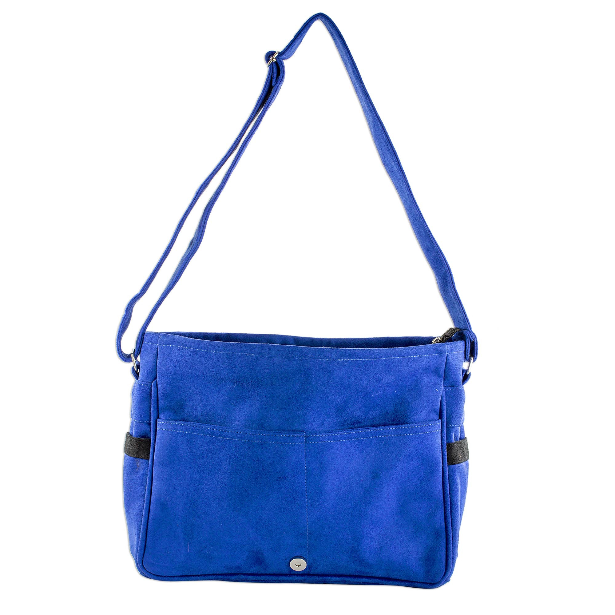 Faux Suede Messenger Bag in Sapphire from Costa Rica Traveling the World NOVICA
