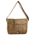 Faux leather messenger bag, 'Voyage to Foreign Lands' - Faux Leather Messenger Bag in Sepia from Costa Rica