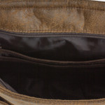 Faux leather messenger bag, 'Voyage to Foreign Lands' - Faux Leather Messenger Bag in Sepia from Costa Rica