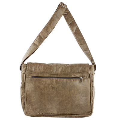 Faux leather messenger bag, 'Preparedness in Burnt Sienna' - Faux Leather Messenger Bag in Burnt Sienna from Costa Rica