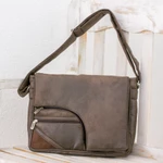 Faux leather messenger bag, 'Espresso Elegance' - Faux Leather Messenger Bag in Espresso from Costa Rica