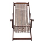 Recycled cotton blend hammock chair, 'Seaside' - Adjustable Frame Beige Recycled Cotton Blend Hammock Chair