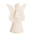 Skulptur aus Naturfaser - Handgefertigter weißer Engel aus Naturfaser mit Blumenstrauß