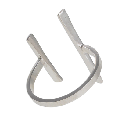 Sterling silver wrap ring, 'Linear Modern' - Handcrafted Sterling Silver Modern Bar Design Wrap Ring