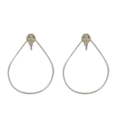 Sterling silver drop earrings, 'Hollow Tears' - Handcrafted Open Teardrop Sterling Silver Drop Earrings