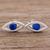 Sterling silver button earrings, 'Beautiful Baby Blues' - Handcrafted Sterling Silver Blue Eyed Button Earrings (image 2b) thumbail