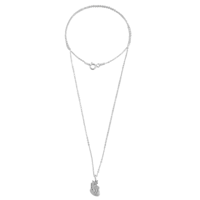 Sterling silver pendant necklace, 'True Heart' - Handcrafted Sterling Silver True Heart Pendant Necklace