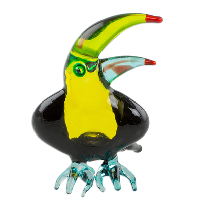 Handcrafted Colorful Toucan Blown Glass Figurine