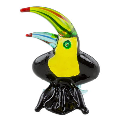 Figur aus geblasenem Glas - Handgefertigte bunte Tukan-Figur aus geblasenem Glas