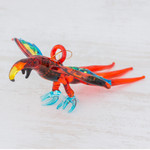 Blown glass figurine, 'Red Macaw' - Handcrafted Red Macaw Blown Glass Figurine