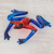 Art glass figurine, 'Poison Dart Frog' - Handcrafted Red and Blue Dart Frog Art Glass Figurine thumbail