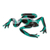 Art glass figurine, 'Poison Arrow Frog' - Handcrafted Green and Black Dart Frog Art Glass Figurine (image 2b) thumbail