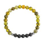 Men's agate stretch bracelet, 'Dragon Stone' - Men's Dragon Vein and Black Agate Bead Stretch Bracelet