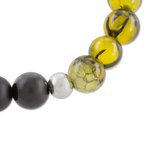 Men's agate stretch bracelet, 'Dragon Stone' - Men's Dragon Vein and Black Agate Bead Stretch Bracelet