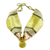 Art glass pendant necklace, 'Afternoon Fields' - Chartreuse Art Glass Teardrop Pendant Silk Scarf Necklace