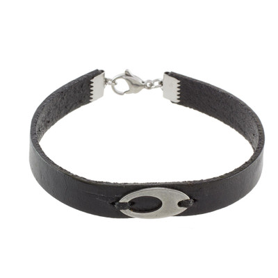 Stainless Steel Ellipsis Black Wristband Bracelet