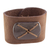 Leather wristband bracelet, 'Powerful' - Brown Leather Coconut Shell Pendant Wristband Bracelet (image 2a) thumbail
