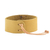 Leather wristband bracelet, 'Energetic' - Mustard Leather Coconut Shell Pendant Wristband Bracelet (image 2c) thumbail