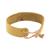 Leather wristband bracelet, 'Energetic' - Mustard Leather Coconut Shell Pendant Wristband Bracelet (image 2d) thumbail