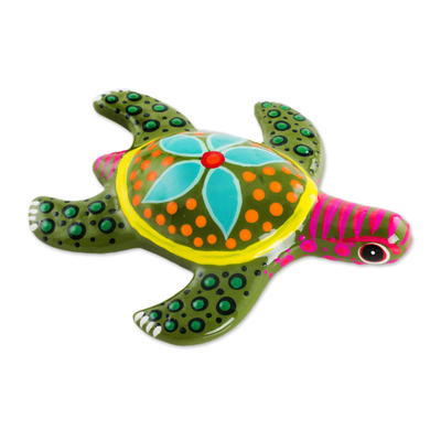 Keramik-Figur, 'Meeresschönheit - Mehrfarbige handbemalte Meeresschildkrötenfigur aus Keramik