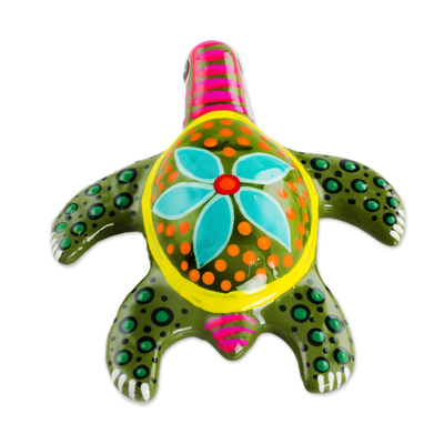 Ceramic figurine, 'Sea Beauty' - Multicolor Hand-Painted Ceramic Sea Turtle Figurine