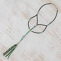 Crystal and glass beaded Y-necklace, 'Ocean Glamour' - Crystal and Glass Beaded Y-Necklace from Costa Rica