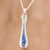 Glass pendant necklace, 'Bubbling Spring' - Glass Pendant Necklace in Blue from Costa Rica (image 2) thumbail