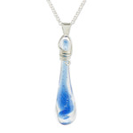 Glass pendant necklace, 'Bubbling Spring' - Glass Pendant Necklace in Blue from Costa Rica