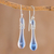 Glass dangle earrings, 'Bubbling Spring' (1.8 inch) - Glass Dangle Earrings in Blue from Costa Rica (1.8 inch) thumbail