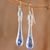 Glass dangle earrings, 'Bubbling Spring' (2 inch) - Glass Dangle Earrings in Blue from Costa Rica (2 inch) (image 2) thumbail