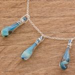 Glass pendant necklace, 'Crystalline Summer' - Handmade Glass Pendant Necklace from Costa Rica