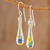 Glass dangle earrings, 'Bubbling Petals' - colourful Glass Dangle Earrings from Costa Rica