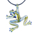 Art glass pendant necklace, 'Pond Frog' - Handmade Glass Frog Pendant Necklace from Costa Rica (image 2d) thumbail