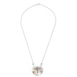 Sterling silver pendant necklace, 'Dragonfly Crescent' - Sterling Silver Dragonfly Pendant Necklace from Costa Rica