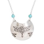 Sterling silver pendant necklace, 'Dragonfly Crescent' - Sterling Silver Dragonfly Pendant Necklace from Costa Rica