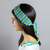 Stirnband aus Baumwoll-Makramee - Handgefertigtes Makramee-Stirnband aus Baumwolle mit gelben und blauen Streifen
