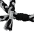 Stirnband aus Baumwoll-Makramee - Handgefertigtes Makramee-Stirnband aus Baumwolle mit schwarzen und grauen Streifen