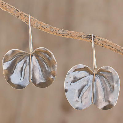 Sterling silver drop earrings, 'Hawaiian Orchid Leaf' - Sterling Silver Hawaiian Orchid Leaf Drop Earrings