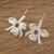 Amethyst drop earrings, 'Cattleya Orchid' - Handcrafted Sterling Silver Amethyst Orchid Drop Earrings (image 2b) thumbail