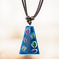 Art glass pendant necklace, Deep Sea Currents