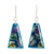 Art glass dangle earrings, 'Deep Sea Currents' - Blue Trapezoid Art Glass Dangle Earrings from Costa Rica