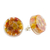 Natural flower button earrings, 'Eternal Bouquet in Orange' - Orange and Yellow Flower in Clear Resin Button Earrings