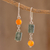 Jade and carnelian dangle earrings, 'Sunny Viridian' - Jade and Carnelian Dangle Earrings from Guatemala (image 2) thumbail