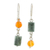 Jade and carnelian dangle earrings, 'Sunny Viridian' - Jade and Carnelian Dangle Earrings from Guatemala thumbail