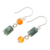 Jade and carnelian dangle earrings, 'Sunny Viridian' - Jade and Carnelian Dangle Earrings from Guatemala