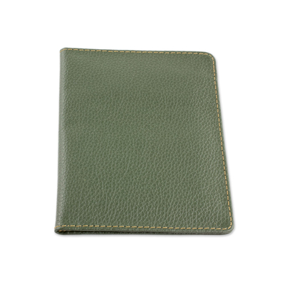 Leather passport holder, 'Journeys' - Hand Cut and Stitched Forest Green Leather Passport Cover