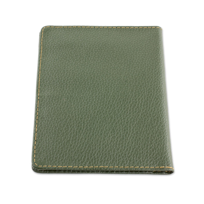 Porta pasaporte de cuero - Funda para pasaporte de cuero verde bosque cortado y cosida a mano